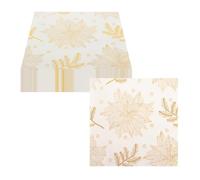 CEILIWEN 60pcs White and Gold Paper Napkins, Foil Gold Pattern Party Serviettes, for Wedding Anniversay Birthday X'Mas Day, 33cmx33cm