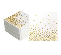 CEILIWEN White and Gold Napkins 100 Pack - 33x33CM Cocktail Serviettes for Kids Party, Birthday