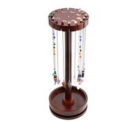 Ceiner Moon Phase Pendulum Display Stand with Tray, Wood Wiccan Rotating Crystal Holder for Up 16 Divination Dowsing Pendulums, Witch Organizer for Necklace Healing Stone Gift Rack