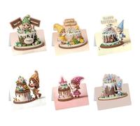 C'eitura 6Pcs DIY Birthday Cake with Girl Diamond Art Painting Crafts Rhinestone Painting Greeting Card Making Kit Postcard for Holiday Christmas New Year Party Favors