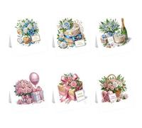 C'eitura 6Pcs DIY Birthday Flower Gift Cake Diamond Art Painting Crafts Rhinestone Painting Greeting Card Making Kit Postcard for Holiday Christmas New Year Party Favors