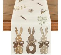 CEJAS 1 Piece Table Runner Easter Fashion Rabbits Carrots Easter Table Runner Seasonal Spring Washable Kitchen Dining Table Decoration Indoor Holiday Party Decor 33 x 183 cm