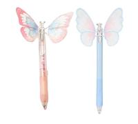 CEJAS 2 Pieces Erasable Pens, Beautiful and Elegant Butterfly Design, Erasable Pens for Elementary School Office, School Items, Thermosensitive, Tip Diameter 0.5 mm (Blue)