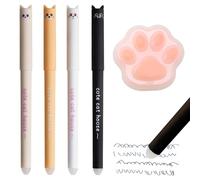 CEJAS 4 Pieces Stylo Effacables, Kawaii Dessin Animé Chat Gel Stylo Effacables with 1 x Rubber Cat Claws, pour Bureau, Papeterie pour Etudiants, Pointe 0.5 mm, Bleu