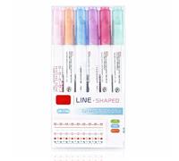 CEJAS Pack of 6 Coloured Curve Pens for Notes, Pen with Two Ends, with 6 Different Curve Shapes and 6 Colours Fine Lines, Curve Highlighter Pen Set for Children Journaling Notes