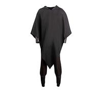 Cekalue Men's Death Wolf Costume Cat in Boots Lobo Cosplay Pants Cape Wrist Guard Leg Cover Black Hooded Cloak Puss Halloween