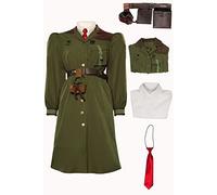 Cekalue Women's Miss Trunchbull Costume Shirt Tie Long Coat Jacket Belt Full Set Trunchbull Cosplay Costume for Adult, Green, Large