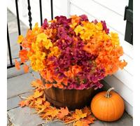 Cekene 16Pcs Artificial Flowers Outdoor Autumn UV-Resistant Fake Flowers Morning Glory with Stems Realistic Faux Plants for Outside Indoor Planters Yard Patio Window Wedding Bouquets Party