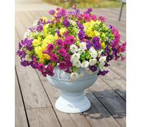 Cekene 8 Pcs Artificial Flowers Outdoor Mixed Colors UV-Resistant Fake Flowers Morning Glory with Stems Realistic Faux Plants for Outside Indoor Home Decor Planters Yard Patio Window DIY Wedding