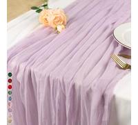 Cekene Cheesecloth Table Runner 90x400cm Rustic Gauze Fabric Tablecloth Sheer Boho Wedding Table Cover Cheese Cloth Table Decoration for Holiday Party Baby Bridal Shower Birthday Arch (Light Purple)