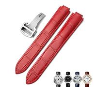 CEKGDB 16mm 18mm 20mm Genuine Leather Watch Strap Black Blue Brown Deployment Buckle Watch Bands for Cartier Tank Solo Blue Ballon(Red,22mm)