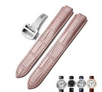 CEKGDB 16mm 18mm 20mm Genuine Leather Watch Strap Black Blue Brown Deployment Buckle Watch Bands for Cartier Tank Solo Blue Ballon(Pink,14mm)