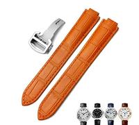 CEKGDB 16mm 18mm 20mm Genuine Leather Watch Strap Black Blue Brown Deployment Buckle Watch Bands for Cartier Tank Solo Blue Ballon(Orange,18mm)