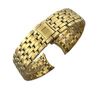 CEKGDB 16mm 19mm 20mm 316L Curved End Stainless Steel Watchband For Omega DE VILLE PRESTIGE Orbis Edition Watch Strap Folding Clasp(Golden,19mm)