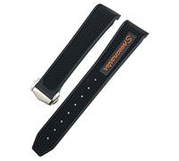 CEKGDB 18mm 19mm 21mm 22mm Rubber Silicone Watchband 20mm For Omega Moonwatch Speedmaster Seamaster 300 Planet Ocean AT150 Soft Watch Strap(Black Orange,20mm)