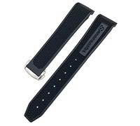 CEKGDB 18mm 19mm 21mm 22mm Rubber Silicone Watchband 20mm For Omega Moonwatch Speedmaster Seamaster 300 Planet Ocean AT150 Soft Watch Strap(Black Black 1,19mm)