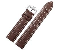 CEKGDB 19mm 20mm 21mm 22mm Genuine Leather Watch Band Replacement For Vacheron Constantin Patrimony VC Black Blue Brown Cowhide Strap(Brown white-silver,21mm)