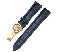 CEKGDB 19mm 20mm 21mm 22mm Real Leather Watch Strap，For Patek Philippe AQUANAUT PP 5167A Cowhide Watchband Butterfly Buckle(Blue rose,19mm)