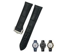 CEKGDB 19mm 20mm 21mm Curved Leather Cowhide Watch Band Fit for Omega Speedmaster Seamaster 300 AT150 Sxwatch Watch Strap(Black black line-01,19mm)