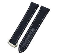 CEKGDB 19mm 20mm 21mm Nylon Fabric Cowhide Watchband，For Omega Moonwatch Speedmaster Planet Ocean AT150 Aqua Terra Watch Strap(Black White Pointy,19mm)