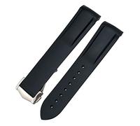 CEKGDB 19mm Curved Rubber Watchband Fit For Omega Speedmaster Moonwatch Seamaster 300 AT150 Strap(Black,Golden Buckle)