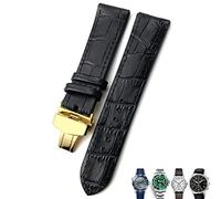 CEKGDB 20mm 21mm 22mm Leather Watch Strap Black Brown Watch Bands For Rolex For Omega Seamaster 300 For Hamilton For Seiko For IWC For Tissot Bracelet(Black 1 gold,20mm)