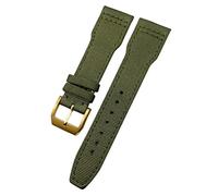 CEKGDB 20mm 21mm 22mm Woven Nylon Watch Strap Fold Buckle Watchbands Fit For IWC Pilot Mark Portugieser Portofino Bracelet(Green green gold,22mm)