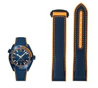 CEKGDB 20mm 22mm Nylon Rubber Watchband For Omega SEAMASTER PLANET OCEAN Men Deployant Clasp Strap Watch Accessorie Silicone Watch(Blue orange black,20mm)