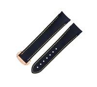CEKGDB 20mm Curved End Watch Band For Omega Strap AT150 300 Planet Ocean De Ville Black Yellow Line High Density Nylon Cowhide Watchbands(Blue 3)