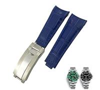 CEKGDB 20mm Curved End Watchbands Leather Strap Fit for Rolex 116610 Submariner Oyster GMT Daytona Slide Lock Buckle Cowhide Bracelets(Light blue,20mm-Gold Buckle)