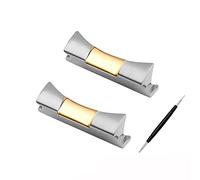 CEKGDB 20mm Solid Curved Steel Head Grain End Link Just For Rolex Watchband Rubber Leather Band Strap Seamless Connection(Silver-gold)