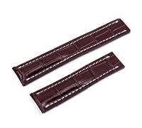 CEKGDB 22/24mm Fit for Breitling Strap Italy Genuine Leather watch band Premier B01 Colt Chronograph Avenger AVIATOR 8 316L buckle(Brown Bamboo,24mm-Silver Buckle)