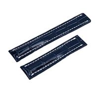 CEKGDB 22/24mm Fit for Breitling Strap Italy Genuine Leather watch band Premier B01 Colt Chronograph Avenger AVIATOR 8 316L buckle(Blue Bamboo,24mm-Silver Buckle)