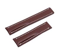 CEKGDB 22/24mm Fit for Breitling Strap Italy Genuine Leather watch band Premier B01 Colt Chronograph Avenger AVIATOR 8 316L buckle(Brown flat,24mm-Silver Buckle)