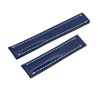 CEKGDB 22/24mm Fit for Breitling Strap Italy Genuine Leather watch band Premier B01 Colt Chronograph Avenger AVIATOR 8 316L buckle(Blue flat,22mm-Silver Buckle)