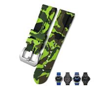 CEKGDB 22mm 24mm 26mm Rubber Watch Band，For SUBMERSIBLE Colorful Waterproof Sport Camo Strap(Camo green 2 silver,24mm)