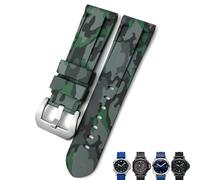 CEKGDB 22mm 24mm 26mm Rubber Watch Band，For SUBMERSIBLE Colorful Waterproof Sport Camo Strap(Camo green 1 silver,22mm)