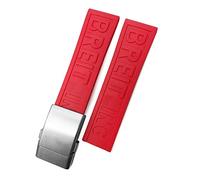 CEKGDB 22mm 24mm Braided Silicone Rubber Watchband Replacement for Breitling Avenger Superocean Heritage Watch Strap Braceles Free tool(Red 2 silver,22mm)