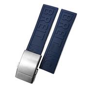 CEKGDB 22mm 24mm Braided Silicone Rubber Watchband Replacement for Breitling Avenger Superocean Heritage Watch Strap Braceles Free tool(Dark Blue silver,22mm)