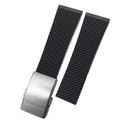 CEKGDB 22mm 24mm Braided Silicone Rubber Watchband Replacement for Breitling Avenger Superocean Heritage Watch Strap Braceles Free tool(Black 1 silver,24mm)