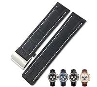 CEKGDB 22mm 24mm Top Italian Cowhide Genuine Real Leather Watch Band Fit For Breitling Strap Accessories NAVITIMER WORLD Avenger Superocean Watch Strap(Black white line,22mm)