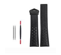 CEKGDB 22mm Genuine Calfskin Leather Watchband For TAG For HEUER Strap MONACO CARRERA Quality Leather Watchband Bracelet(Black line black)