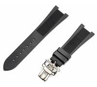 CEKGDB 25mm Rubber Silicone Watch Strap Folding Buckle Watchbands For PATEK PHILIPPE Strap Nautilus Series Watchband(Black with buckle)