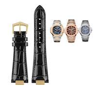 CEKGDB 25X13mm notch Genuine Leather Watch Strap + connector For Patek Philippe Nautilus 5711 5726 5712g watchband wristband Bracelet(Black G)