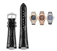 CEKGDB 25X13mm notch Genuine Leather Watch Strap + connector For Patek Philippe Nautilus 5711 5726 5712g watchband wristband Bracelet(Black SK)