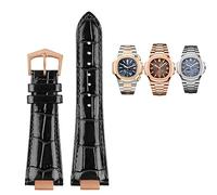 CEKGDB 25X13mm notch Genuine Leather Watch Strap + connector For Patek Philippe Nautilus 5711 5726 5712g watchband wristband Bracelet(Black RG)