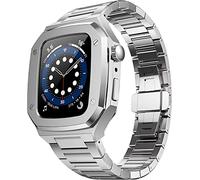 CEKGDB 316 Stainless Steel Material Strap，For Apple Watch Ultra 8 7 6 5 4 SE 45mm 44mm Watch Upgrade Replace Watch Wtrap，Steel Integrated Band with Case Metal Buckle Wristbands(SILVER,45mm)