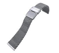 CEKGDB 316L Woven Stainless Steel 22mm 24mm Watchband For Breitling Silver Watch Strap Folding Buckle Wristband