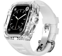 CEKGDB 44mm 45mm Transparent Watch Case Fluoroine Rubber Watch Band，For Apple Watch 8 7 6 5 4 SE Series，Rm Style Sports Band Case Modification Kit Replacement Accessories, G, 45MM