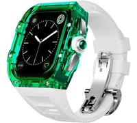 CEKGDB 44mm 45mm Transparent Watch Case Fluoroine Rubber Watch Band，For Apple Watch 8 7 6 5 4 SE Series，Rm Style Sports Band Case Modification Kit Replacement Accessories(D,45mm)